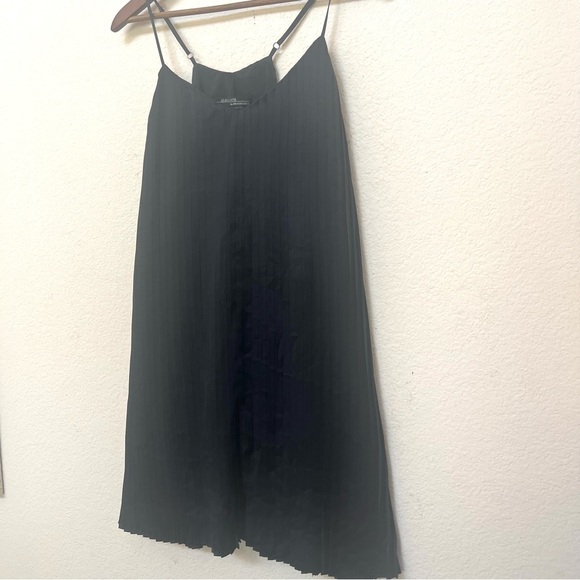 All Saints Black Pleat Spaghetti Strap Mini Dress B1/18 - Picture 6 of 13